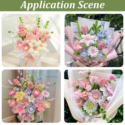 SUNNYCLUE 160Pcs Pipe Cleaners Craft Pipe Cleaner Flower Kit with Video Tutorial Flowers Floral Bouquet Making Supplies Chenille Stems for DIY Art Craft Projects Creative Gift Holiday Wedding Decor