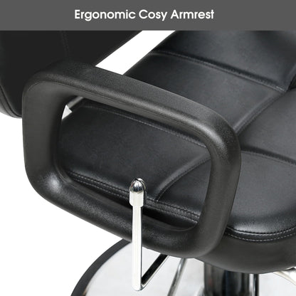 BarberPub Reclining Hydraulic Barber Chair, Salon Beauty Spa Shampoo Equipment, PVC Leather, Adult 2059 (Black)