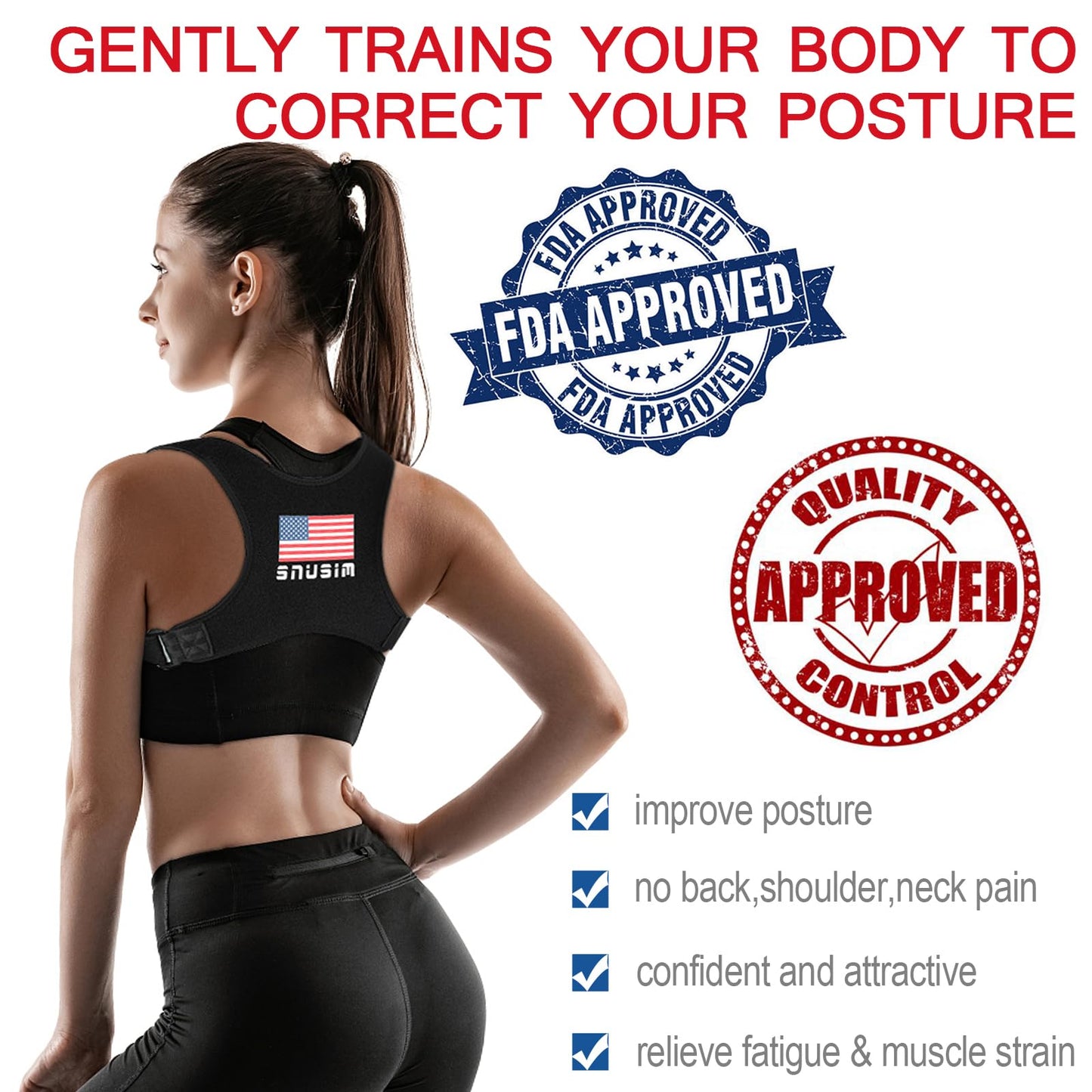 SNUSIM Posture Corrector Upper Back Brace Neck Shoulder Back Support Brace Pain Relief Belt for Women Men Braces Spine Straightener Breathable (Chest sizes from 28" to 50")