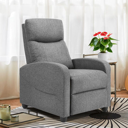 UOCFYK Massage Recliner Chair, Fabric Reclining Sofa Chair with Padded Seat Backrest, Home Theater Seating with Adjustable Feature for Living Room and Bedroom, Grey