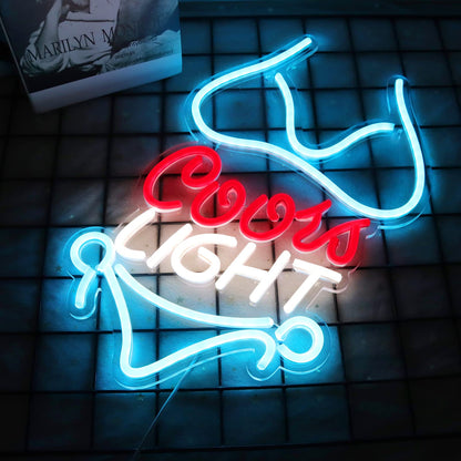 JFLLamp Crs LIGHT Neon Signs for Wall Decor Neon Lights for Bedroom Led Signs Suitable for Man Cave Bar Pub Restaurant Christmas Birthday Party Gift Led Art Wall Decorative Crs Light Bar Sign, 5V Usb Power, 17*11 Inch(Azure+red+white）
