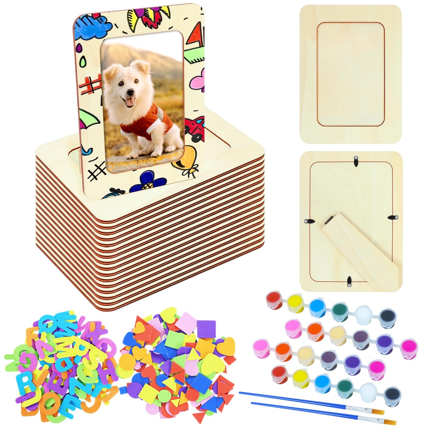 VOKOY 18 Pack Wooden Picture Frames for Crafts, DIY Wood Picture Painting Frames Kit for 4" x 6" Photos,Unfinished Standing Photo Frame DIY Wooden Craft for Art Projects Birthday Gifts