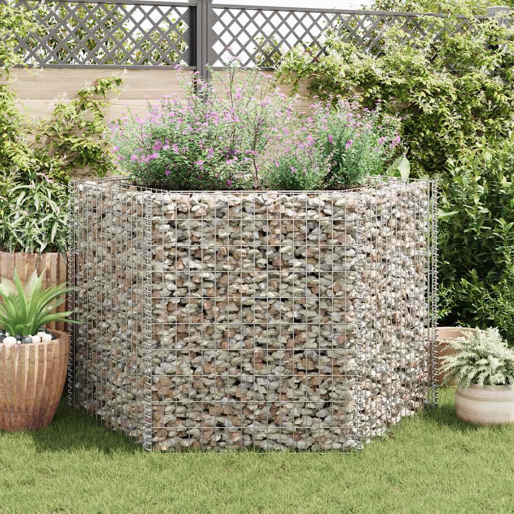 Favemtsl Hexagonal Gabion Raised Bed 63"x55"x39" Galvanized Steel Planter Box for Outdoor Garden Beds, Large Outdoor Raised Flower Bed for Patio, Backyard and Lawn