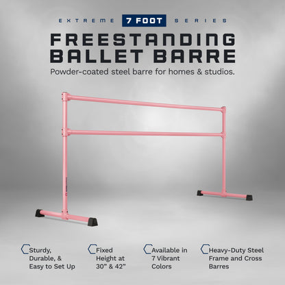 VITA Barre Portable Freestanding Double Ballet Barre, Extreme, 7 Ft Bars, Light Pink, Steel | Fixed Height, Made in USA, Home or Gym Exercise Equipment for Kids & Adults | Dance, Fitness, Pilates