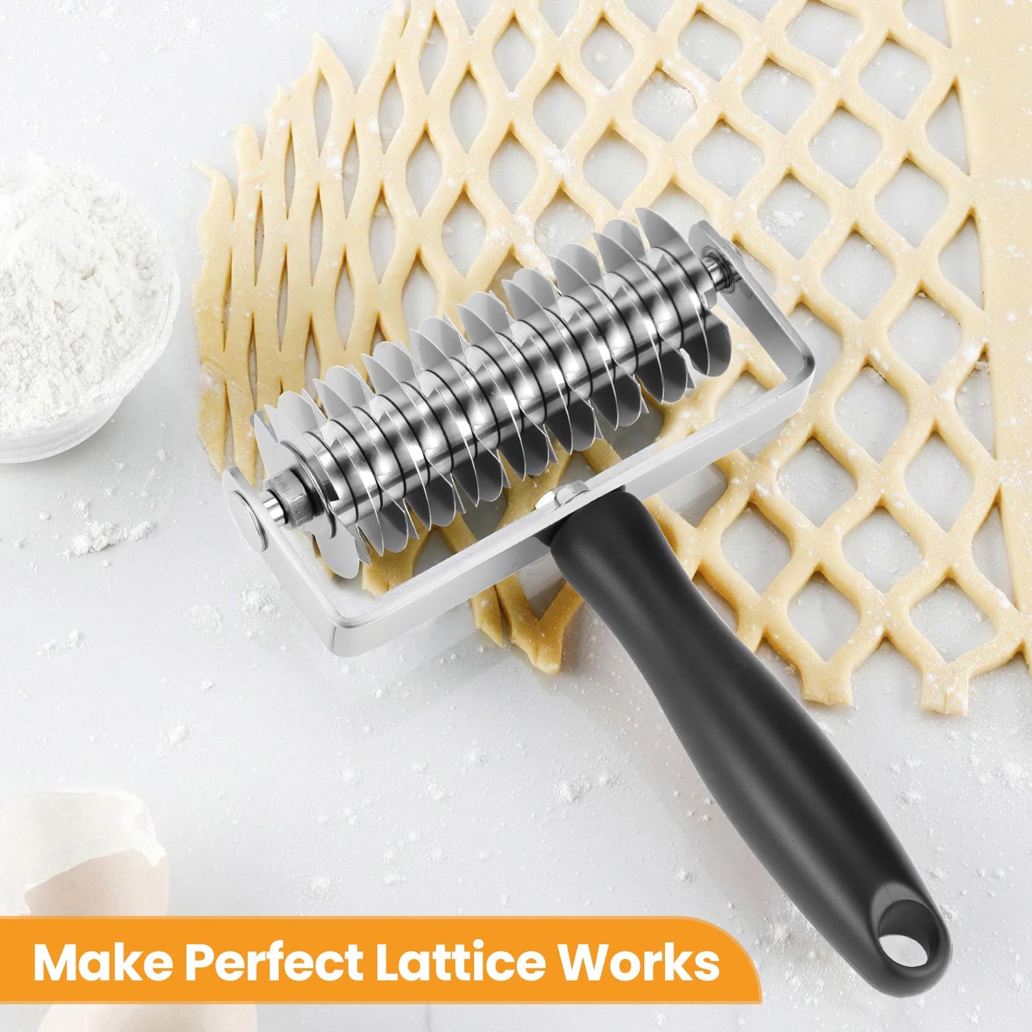 Ecavria Pastry Lattice Roller Cutter, Premium Stainless Steel Lattice Dough Cutter, Professional Pastry Cutting Tool for Beef Wellington Pie Bread Cookie Pizza