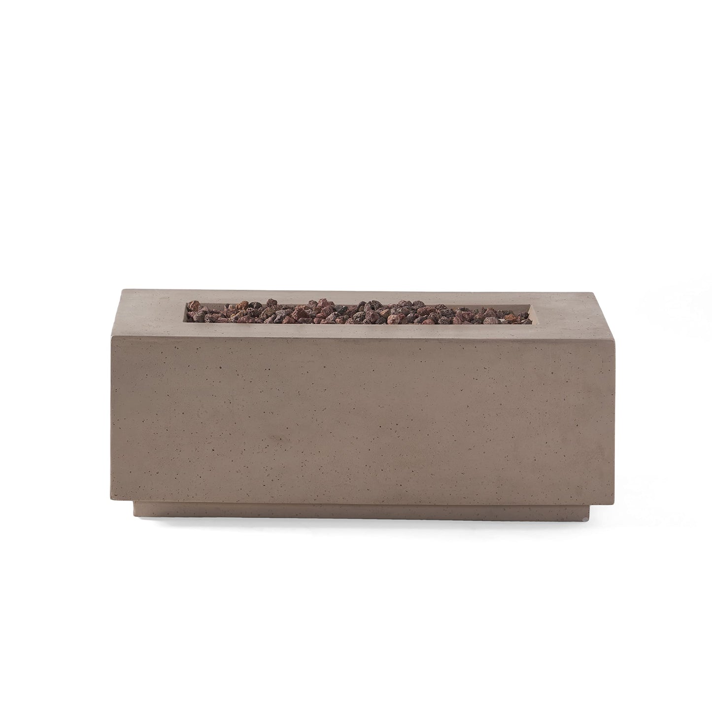 Christopher Knight Home Aidan Outdoor 40,000 BTU Rectangular Fire Pit (No Tank Holder) - Lightweight Concrete - Light Gray