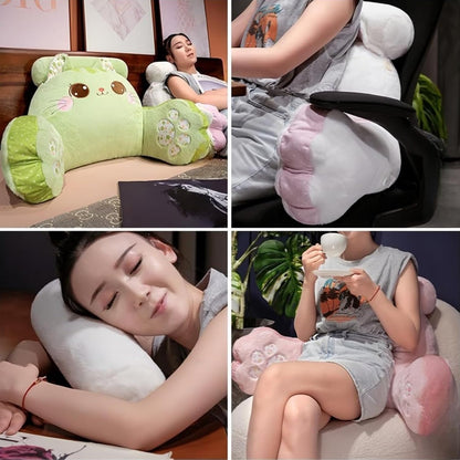 WQHSXXIA Cute Kitty Rest Reading Pillow for Adults, Kawaii Soft Lumbar Pillows Rest Cushion with Washable Cover