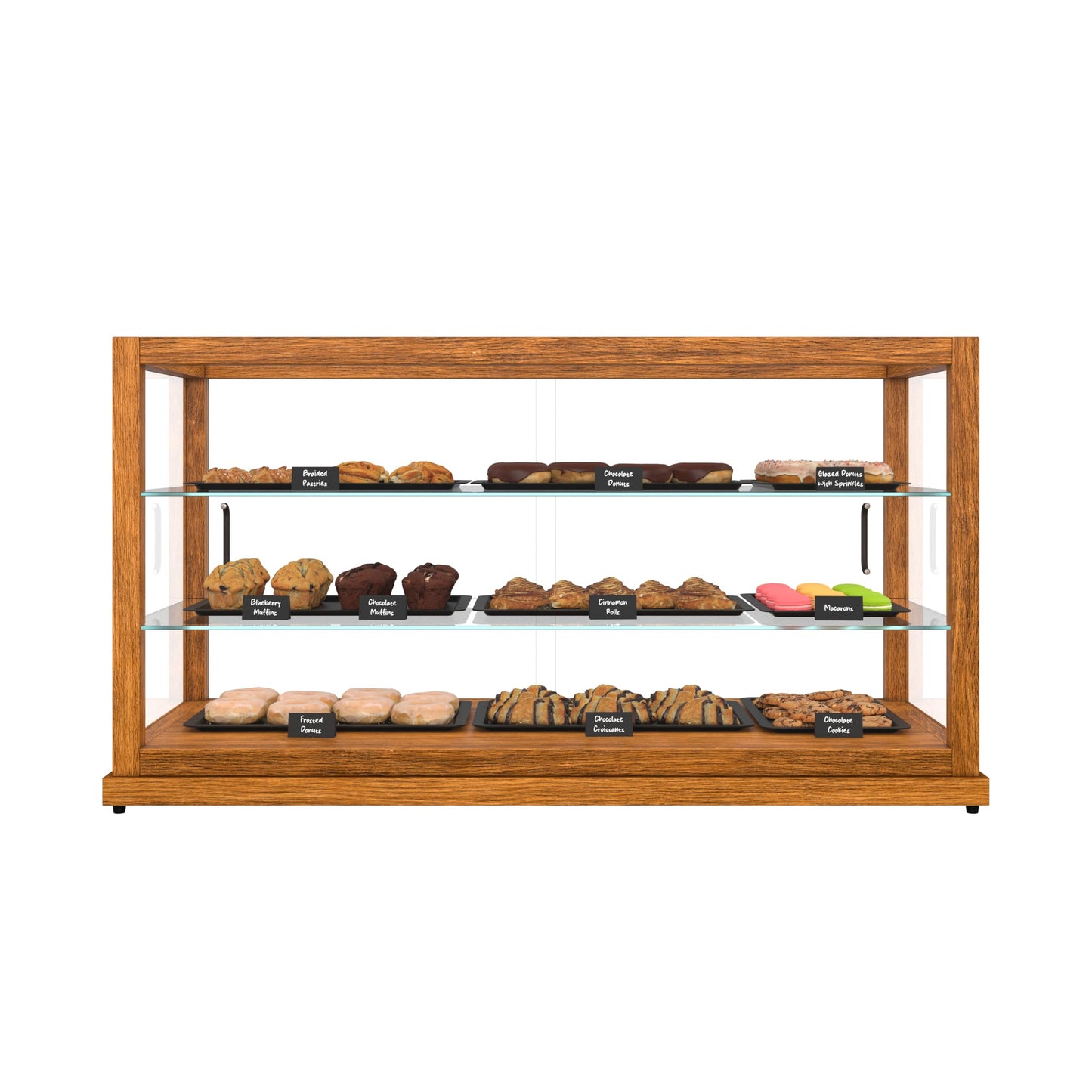 KoolMore 44 in. Horizontal Light Wood Countertop Dry Bakery Display Case, Large Bread, Pastry and Dessert Display with Tempered Glass