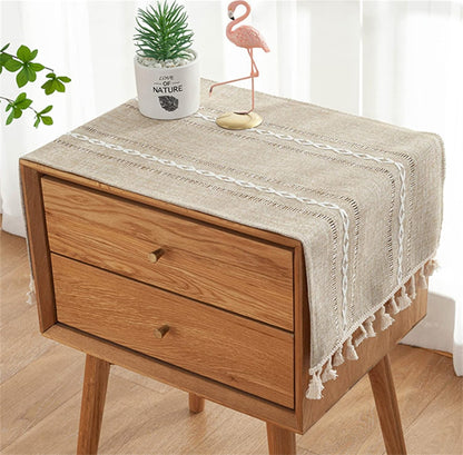 15.7 35.4 inches) Simple Bedside Table Tassel Cover Cloth, Nightstand Coffee Table Cover Suitable for Bedside Table TV