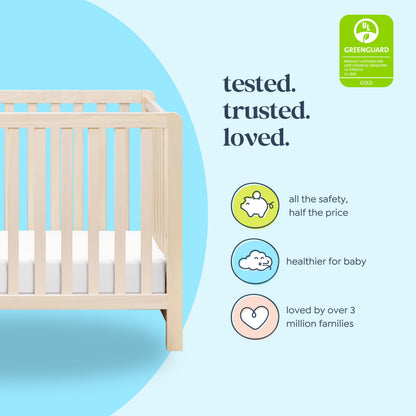 Carter’s by Davinci Colby 4-in-1 Convertible Crib - GREENGUARD Gold Certified Convertible Baby Crib to Toddler Bed, Daybed, Full-Size Bed - Wooden Baby Bed w/Four Adjustable Heights - Washed Natural