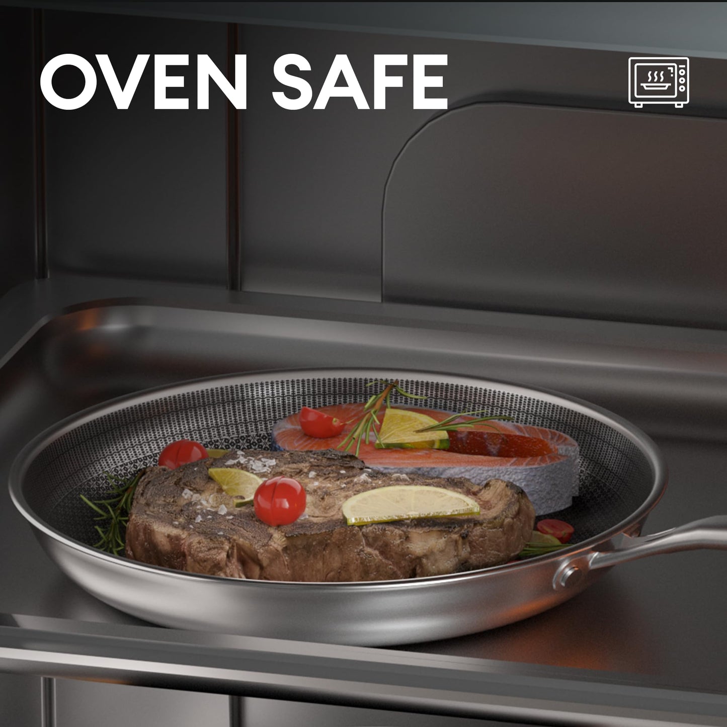 COOKER KING 8-Inch Stainless Steel Pan, Hybrid Nonstick Frying Pan, Skillet, 3-Ply Clad Cookware, Even Heat Distribution, Dishwasher & Oven Safe, with Stay-Cool Handle, Induction Compatible