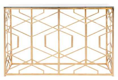 SAFAVIEH Couture Collection Sean Art Deco Geometric Gold Leaf Console Table (Fully Assembled)