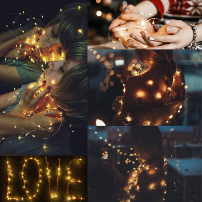 CYLAPEX Fairy Lights - 6 Pack Warm White LED String Lights | 7ft Silvery Copper Wire for Christmas & Wedding Decor