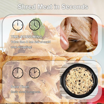 Skiennix Chicken Shredder Tool - Large 10 Inch Manual Meat Shredder with Clear Lid & Non-Slip Base | Easy Clean, Dishwasher Safe (Black)
