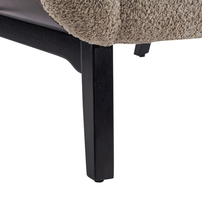 Christopher Knight Home Audrey Boucle Upholstered Accent Chair, Living Room Low Profile Armchair, Solid Wood Comfy Reading Chair, Modern Single Lounge Sofa, Light Camel