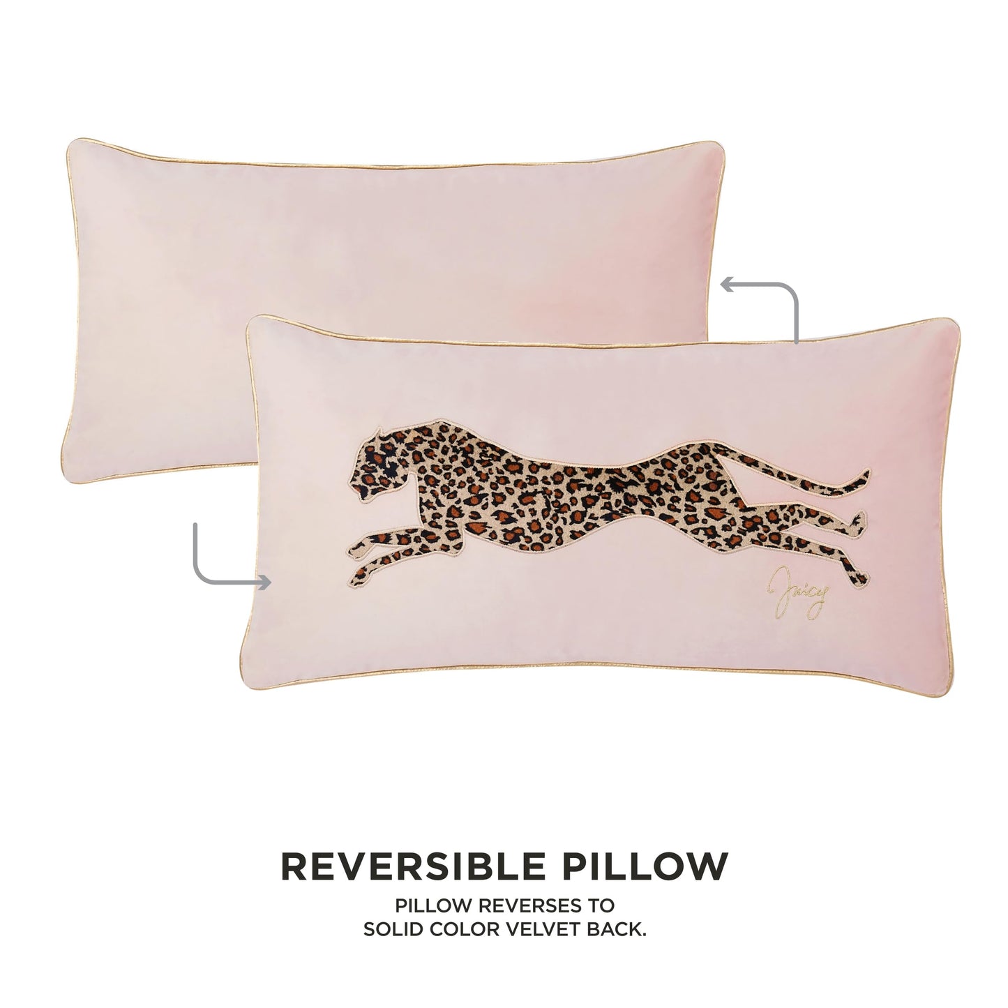 Juicy Couture – Decorative Accent Pillow Velvet Safari Leopard Premium Reversible Throw Pillow Living Room and Bedroom Décor Measures 14" x 24" Cheetah on White