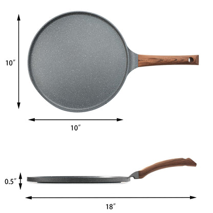 SENSARTE Nonstick Crepe Pan, Swiss Granite Coating Dosa Pan Pancake Flat Skillet Tawa Griddle 10-Inch with Stay-Cool Handle, Induction Compatible