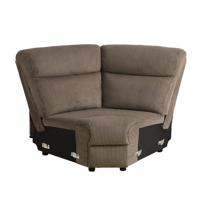 UOCFYK Recliner Sectional Sofa Set, L-Shaped Reclining Couch with 2 Recliner Seats, Reclining Corner Couches with Cup Holder and Storage Console for Home Theater & Living Room, Light Brown