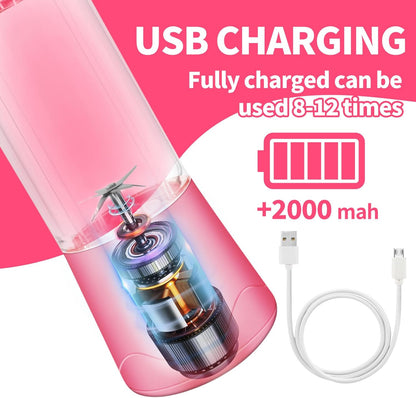 GUCABE Portable Blender, Personal Blender for Milkshakes and Smoothies, Mini Juice Blender with USB Charging, 380ML,