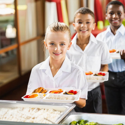 WELLIFE 125 Pack Kids Small 5-Compartment Paper Plates, 10.25x8.25 Inch 100% Compostable Divided Plates, Disposable School Lunch Trays, Eco-Friendly Bagasse Plate for Boys Girls and Youth (BPA Free)