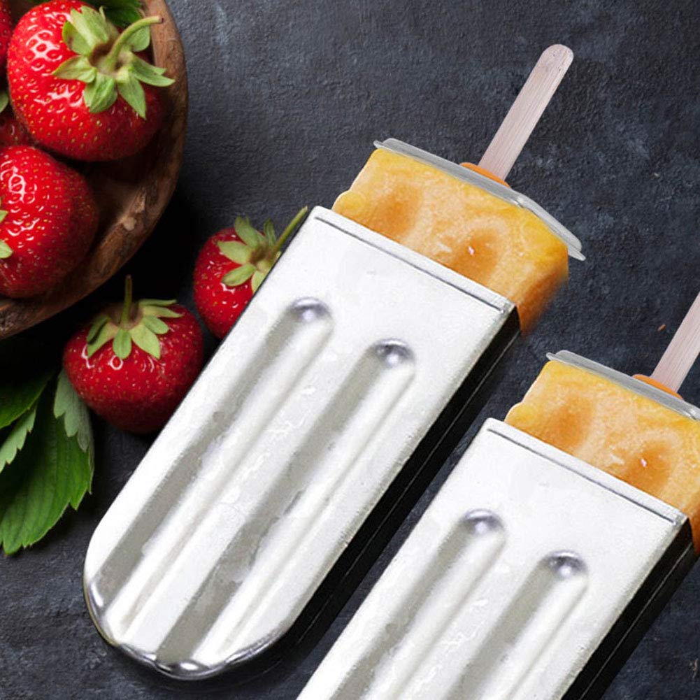 MOUMOUTEN Stainless Steel Popsicle Molds, Ice Cream Mould Home Kitchen DIY Ice Maker Tool for Ice Candy Lolly Pops, Juice and Fruit Smoothies(Round head)