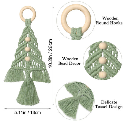 Dremisland Christmas Tree Decoration 3 Set Macrame Hanging Ornaments - Assembled Kits Boho Wall Decor for Winter New Year Party Supplies