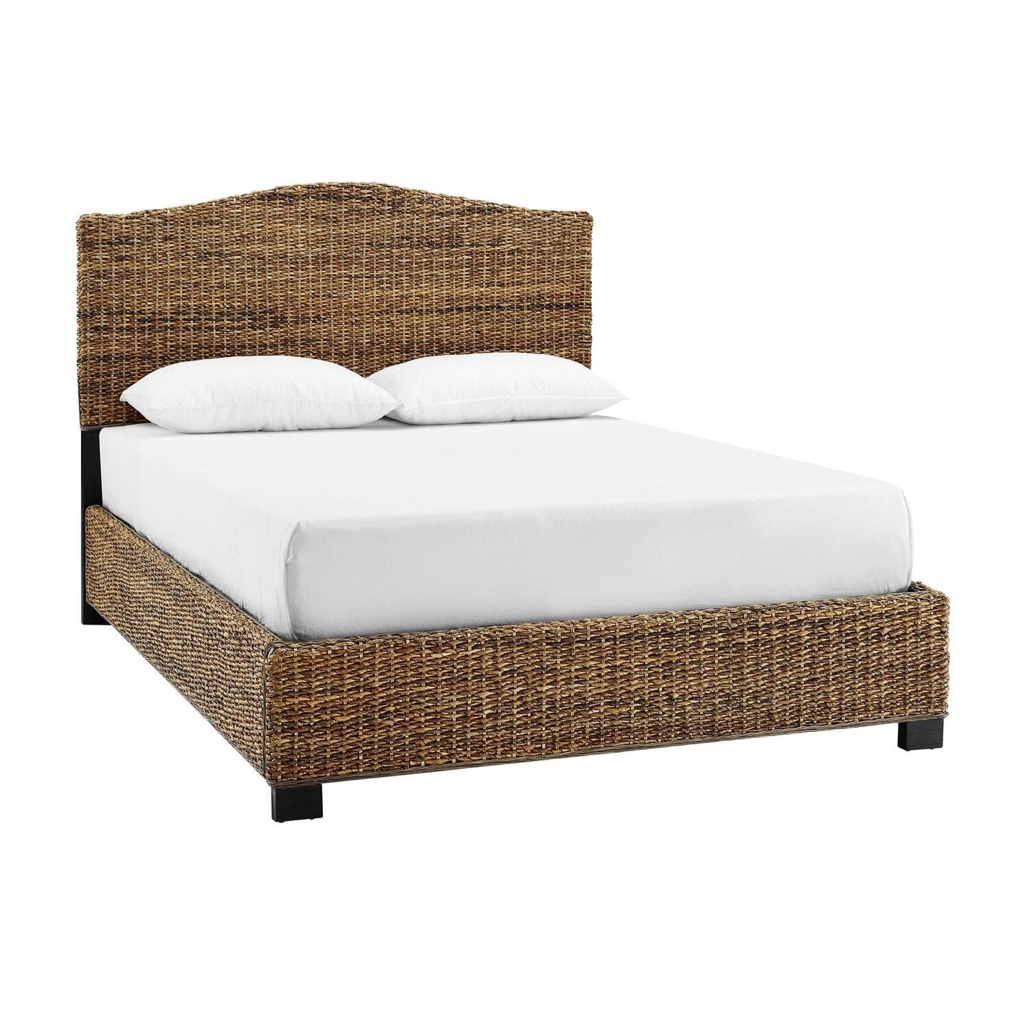 HomeStock Lakeside Living Bed Set, Queen Size, Natural, Steel, Wood Finish Banana Leaf - 86" L x 66.75" W x 52.75" H