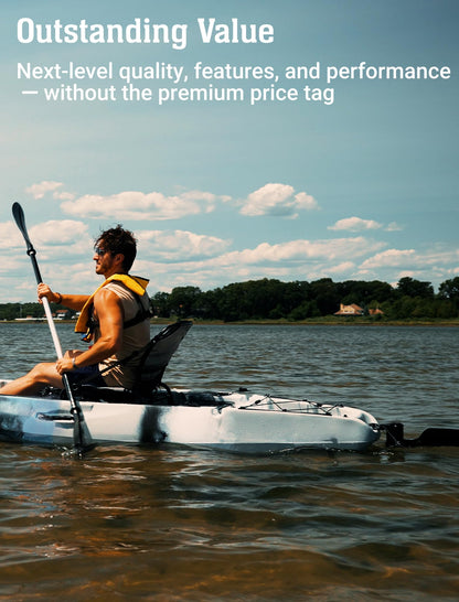 Upgraded Brooklyn 12.0 Single Pedal Kayak by BKC, Lightweight 12-Foot Sit-On-Top Pedal-Drive Kayak with Rudder, Stable Fishing & Touring Design, 440 lb Capacity, Storage Hatches