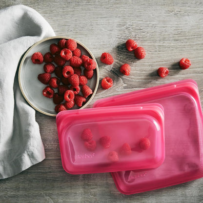 Stasher Premium Silicone Reusable Food Storage Snack Bag, Clear, Microwave, Sous Vide, Dishwasher, Oven and Freezer Safe, BPA Free, Leak-free, Eco-friendly, 12 Oz