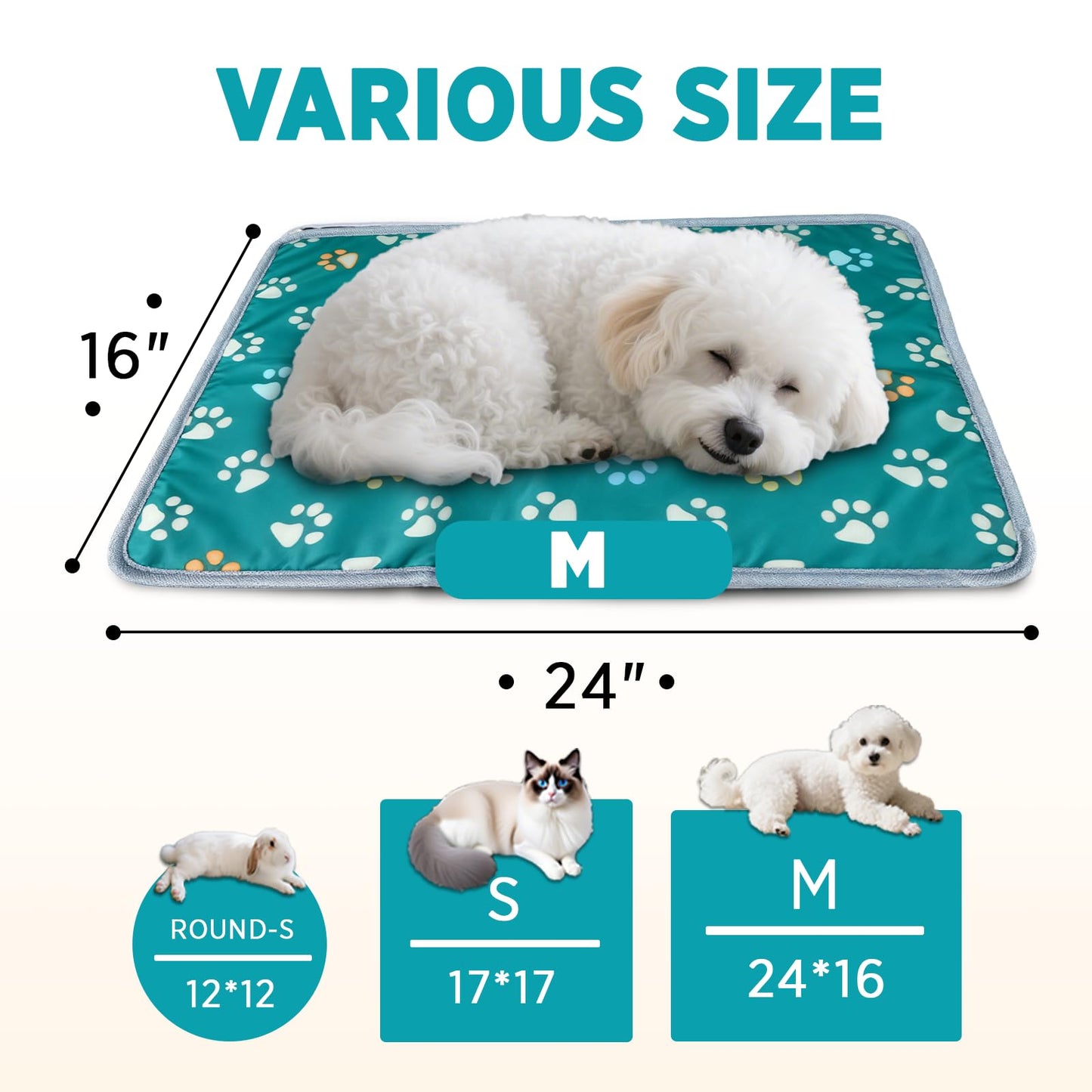 furrybaby Pet Heating Pad, Waterproof Dog Heating Pad Mat for Cat with Durable Anti-Bite Tube Indoor for Puppies Dogs Cats (1 Pack Black, 17 X 17in, Temp Adjustable)