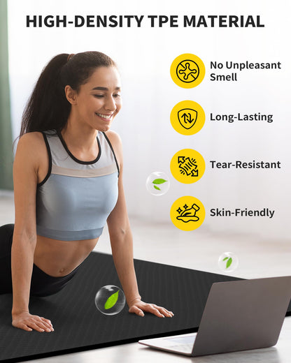 CAMBIVO Large Yoga Mat for Men and Women 1/3 & 1/4 Inch Thick, 72" x 48" Extra Wide Workout Mat, Exercise Fitness TPE Mat for Home Gym, Yoga, Pilates, Workout,Stretching,Meditation (Barefoot Exercise)