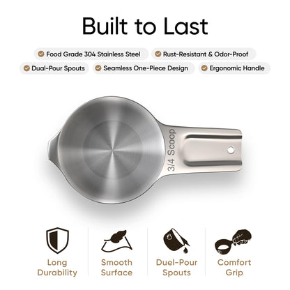 Color Up ¾ Cup Pet Food Scoop – Stainless Steel Dog Food Scoop Cup (12 Tbsp) – Heavy-Duty, Rust-Resistant Measuring Scoop for Dogs, Cats, Birds & Rabbits – Ideal for Dry Food & Treats