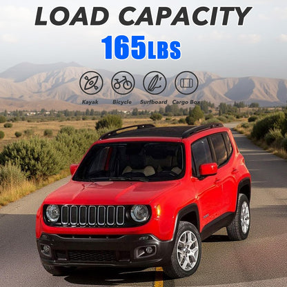 ROSY PIXEL 4Pcs Roof Rack Side Rails + Cross Bars for 2016-2023 Jeep Renegade Rooftop Luggage Rack Black