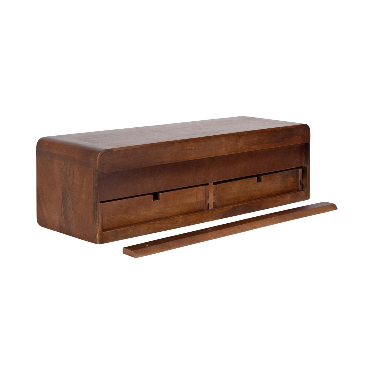 Kate and Laurel Kato Modern Floating Console Table for Entryway, 30 x 10 x 9, Walnut Brown, Decorative Transitional Floating Entryway Table with Storage Drawers for Living Room Storage Wall Shelf