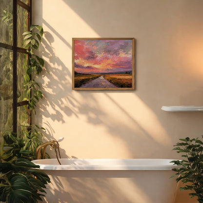 FUHYGU Pink Pastel Sunset Landscape Diamond Art Kits for Adults Beginners, Impressionist Pink and Orange Country Sunset Landscape DIY Gem Diamond Painting Art Kits for Home Wall Decor, 11.8x9.8 Inch