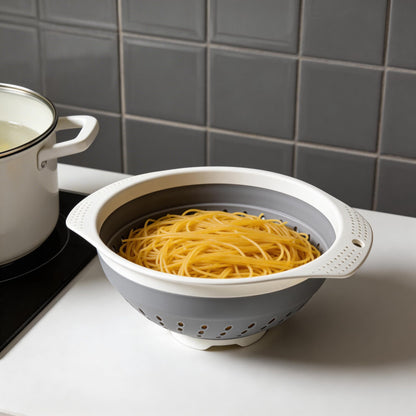 5 Quart Premium Collapsible Colander, BPA-Free Silicone Folding Strainer with Reinforced Handles, Space-Saving Modern Kitchen Drainer for Pasta, Produce & Everyday Cooking