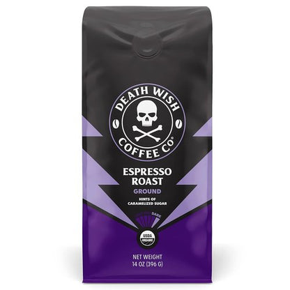 Death Wish Coffee - Organic Fair Trade Espresso Roast Ground Coffee | 14 Ounce Pack