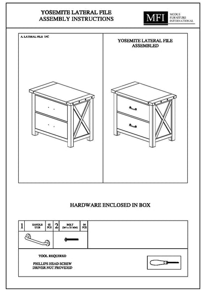Modus Furniture Yosemite Solid Wood Lateral File Cabinet, Café