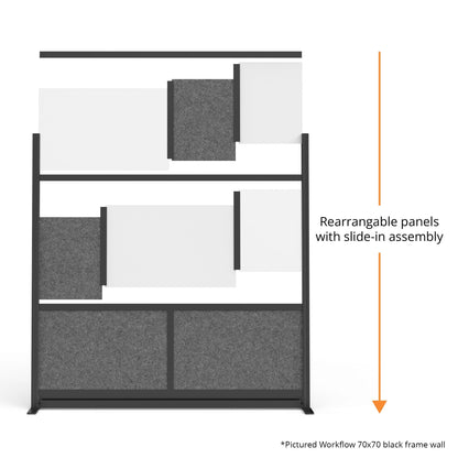 Modular Wall Partition Room Divider Bundle - Gray 70"x48" + 53"x48", 2 Cubicle Walls, Hinge & Casters for Flexible Office Divider & Room Divider Wall