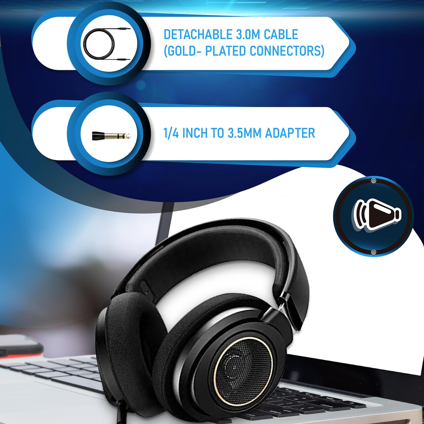 Philips Open Back Wired Headphones - Cushioned Over Ear Headphones with Adjustable Headband for Ultimate Comfort and Superior Sound Quality, Plugs into TV, Stereo or PC, Ideal for Podcasts or Music