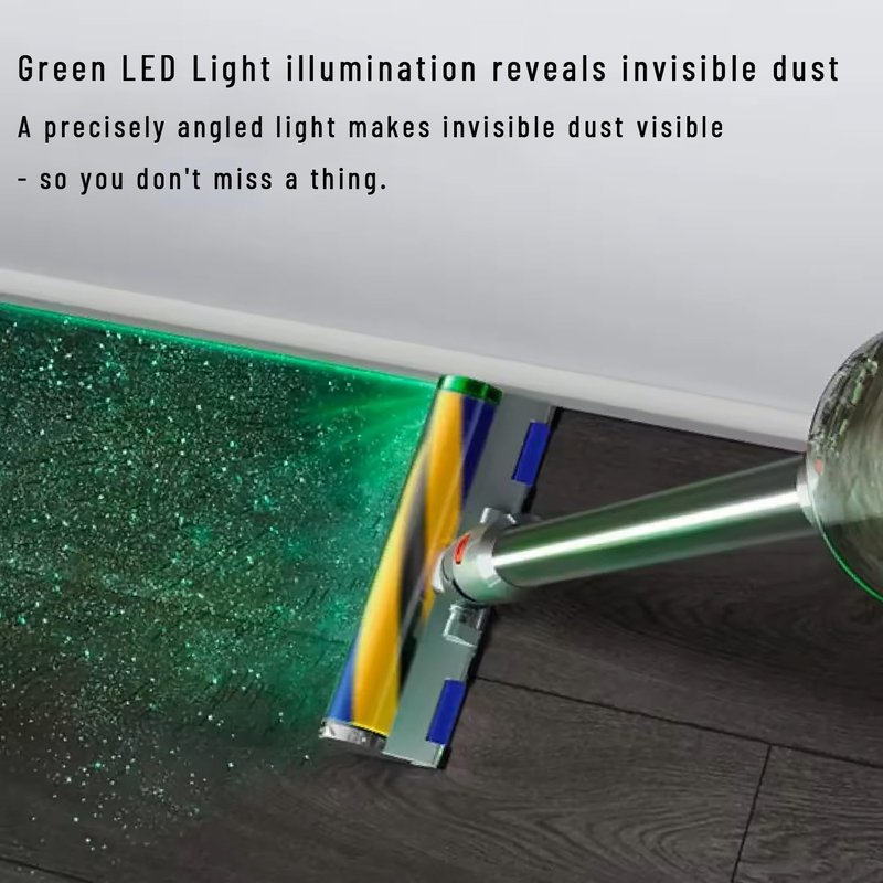 Optic Soft Roller Cleaner Head for Dyson V15 V11 V10 V8 V7 Gen5 Animal Detect Absolute Cyclone, LED Green Light Dust Detect Hardwood Floor Attachment, Anti-Tangle Quick Release Replacement Part