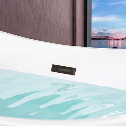 WOODBRIDGE 71" Acrylic Freestanding Bathtub Contemporary Soaking Tub, White Acrylic (Oil Rubbed Bronze Drain/Overflow),B0017 ORB Drain &O