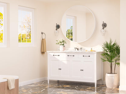 TETOTE Bathroom Mirror Cabinet 30 x 30 White Round Bathroom Medicine Cabinet with Mirror Adjustable Shelves Farmhouse Wall Mirror with Storage Surface Mounted