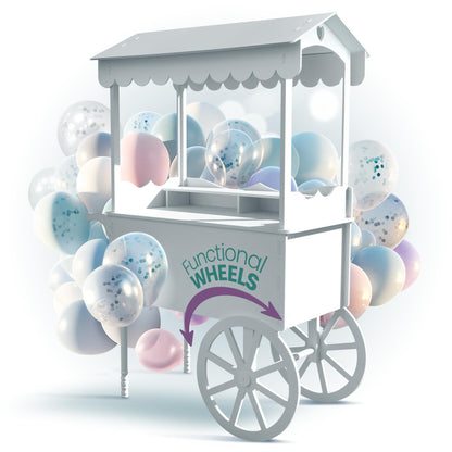 DS THE DISPLAY STORE PVC Candy Cart with Wheels - Portable Dessert Cart for Parties, Weddings & Baby Showers - Vendor Event Display with Rounded Safety Edges