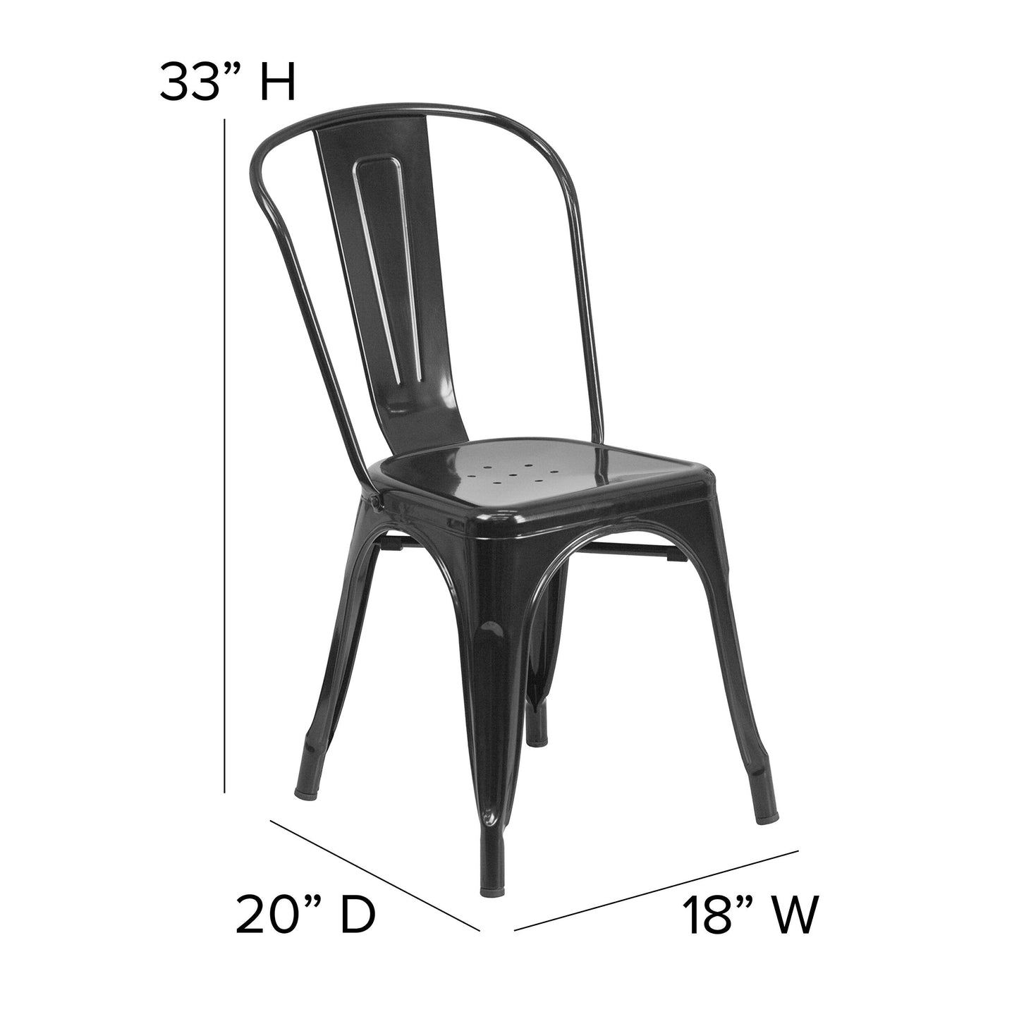 Flash Furniture Luke Commercial Grade 4 Pack Black Metal Indoor-Outdoor Stackable Chair