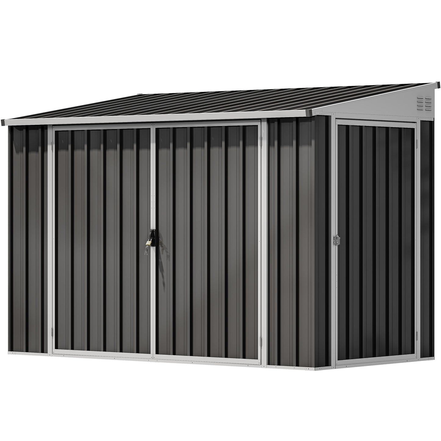 DWVO 7x4 FT Outdoor Weatherproof Storage Shed, Secure Metal Bike Shed w/Lockable Entry, Garden Storage Solution for Lawn Equipment, Tools, Waste Bin, Dark Gray