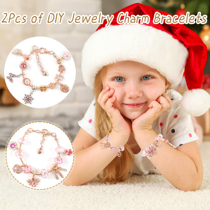 Advent Calendar Charm Bracelets 2026 for Girls, 24 Days Christmas Countdown Calendar with Rose Gold DIY Bracelets Jewelry Making Kit for Xmas Gift Kids Teens Adults