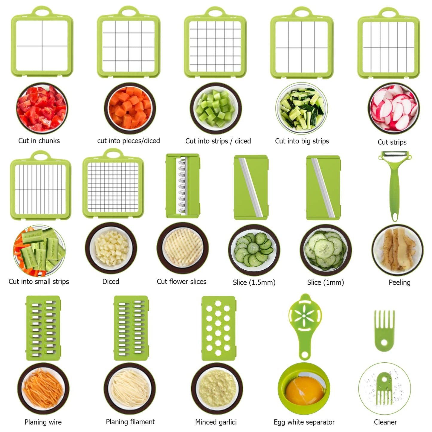 New 2022 Vegetable Dicer Onion Chopper, 22 in 1 Food, Fruits Cutter with 14 Stainless Steel Blades, Adjustable Slicer with Drain Rack Storage Container, Kitchen Gadget