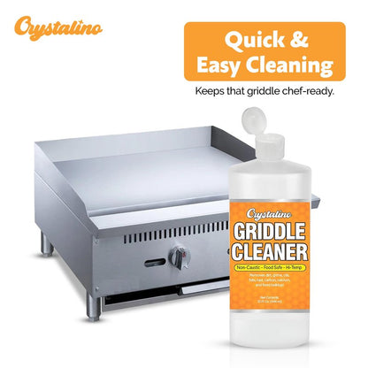 Crystalino Flat Top Grill Cleaner (32 Fl Oz), Removes Grease, Rust, Fats, Carbon, and Calcium, Griddle Cleaning Kit, Use on Stainless Steel as Wolf Blackstone Griddle Cleaner for Flat Top Degreaser