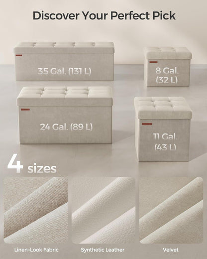 12.2 16.1 Inches 286 lb, ULSF200W01 SONGMICS Storage Ottoman, Foldable Small Ottoman Foot Rest, x Foot Stool, OAD up